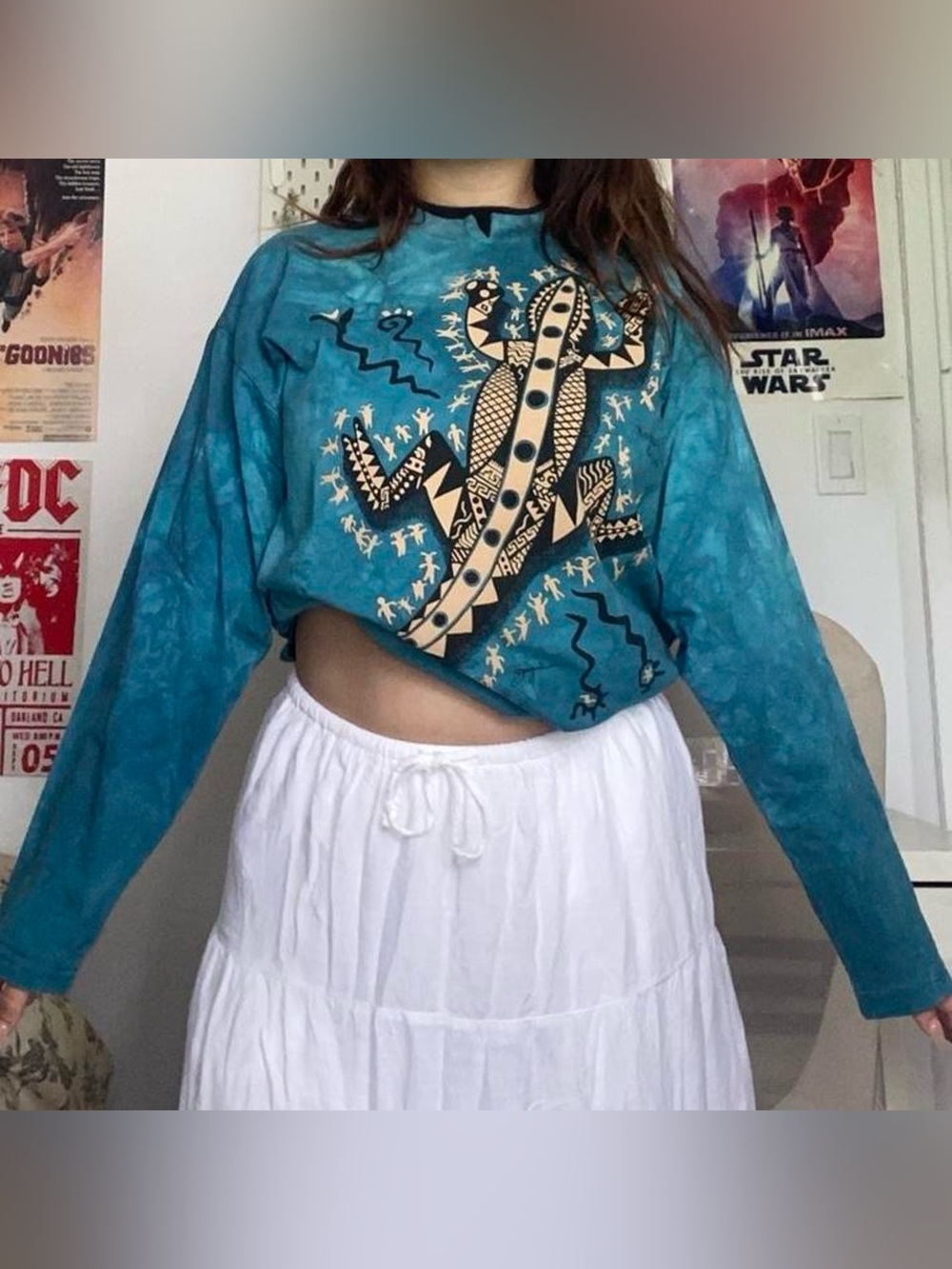 Vintage Dagoli Anasazi Gecko Lizard tie dye long sleeve top